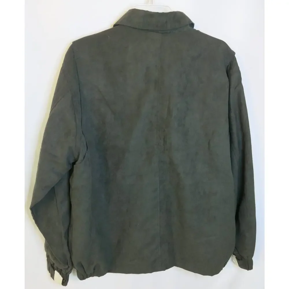 VINTAGE *NWT* KENPO Faux Suede Jacket Size M Men Lined Zipper Green 90s Y2K